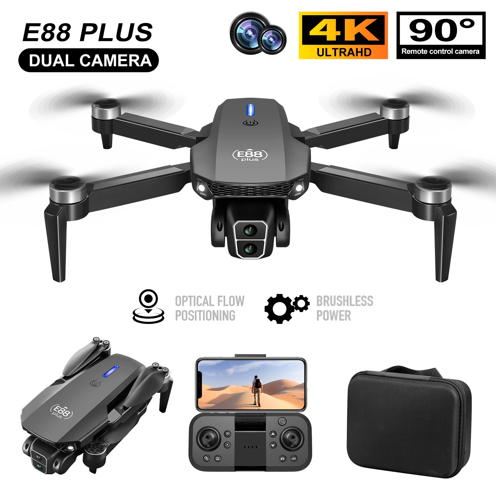 New E88 Plus Quadcopter Drone: - Rc Helicopter Case ulasan dan harga